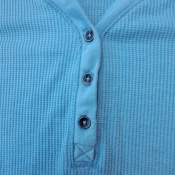 Time And Tru Light Blue Waffle Knit Henley Long Sleeve Tee Host Pick - Picture 5 of 13